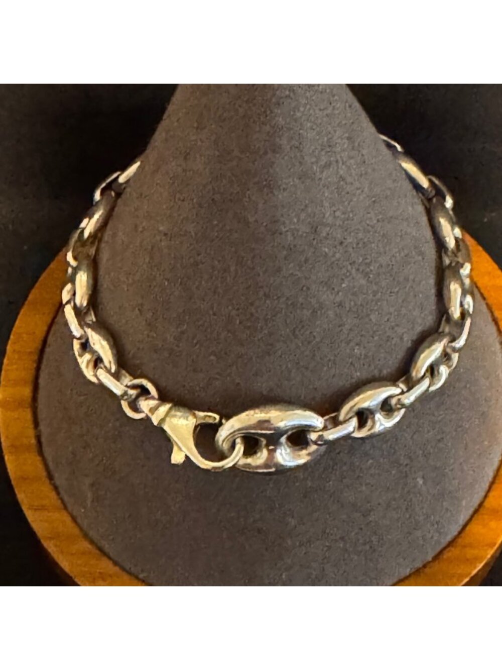 Sterling Silver 925 Puffed Mariner Link Chain Bracelet Size 7" Length